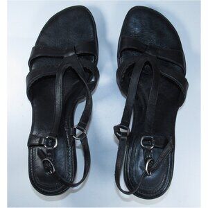 Hush Puppies Black Leather Strappy Sandals